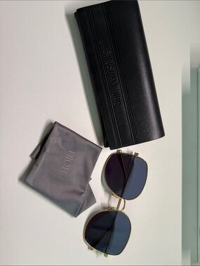 Dior Black Leather Sunglasses Case with Cleaning Cloth